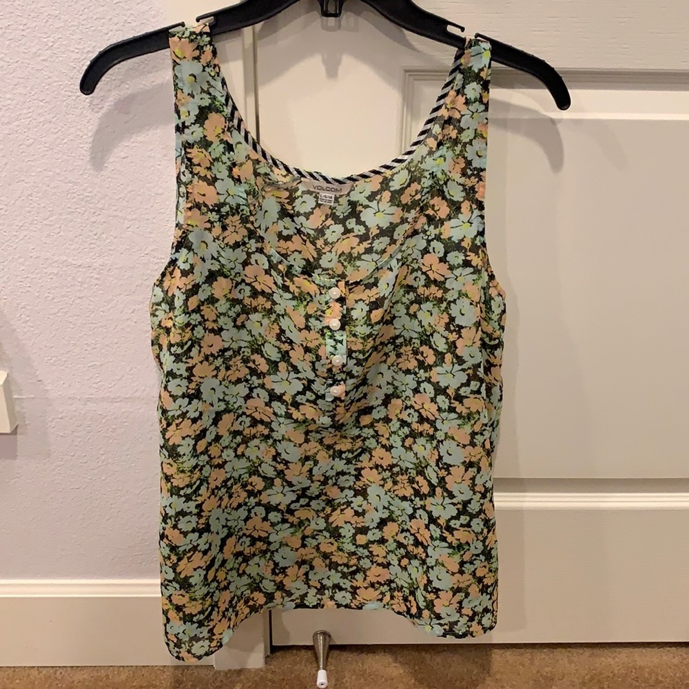Volcom sheer floral tank